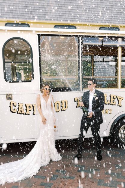 Couple celebrating with champagne.